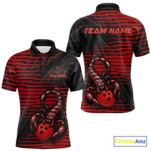 Load image into Gallery viewer, Custom Black And Red Scorpion Bowling Team Polo Shirts For Men, Bowling League Shirt IPHW9036