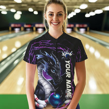 Load image into Gallery viewer, Blue And Purple Thunder Lightning Custom Dragon Bowling Team Quarter-Zip Shirts For Women IPHW8317