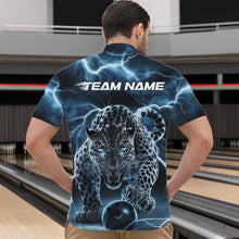 Load image into Gallery viewer, Blue Thunder Lightning Custom Leopard Bowling Quarter-Zip Shirts For Men, Bowling League Shirt IPHW8318