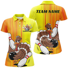 Load image into Gallery viewer, Orange And Yellow Custom Turkey Ladies Bowling Shirts, Thanksgiving Bowling Team Outfits IPHW7660