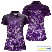 Load image into Gallery viewer, Custom Purple Roses And Butterfly Women Bowling Shirt, Flower Ladies Bowling Jerseys IPHW10895