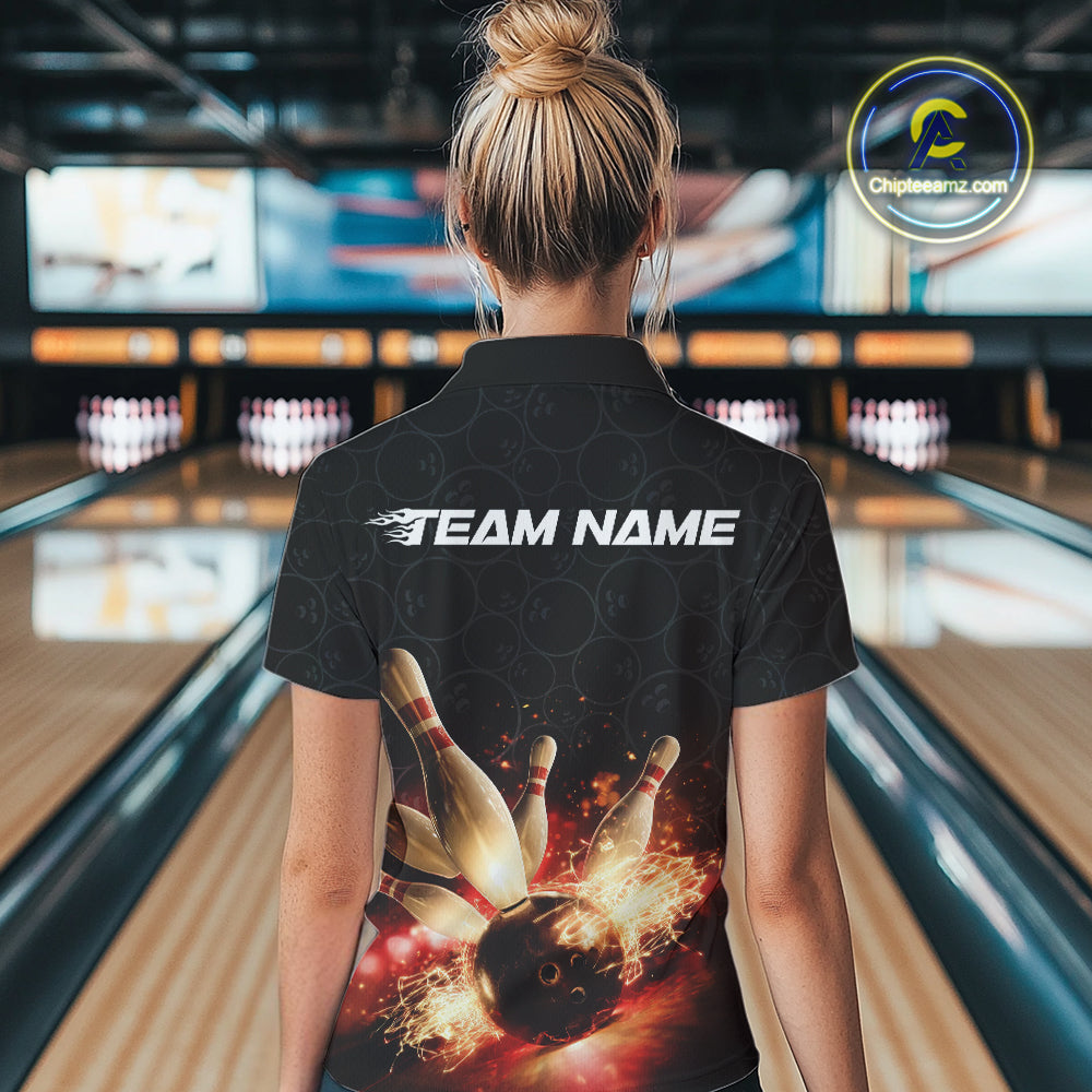 Custom Dreamy Bowling Quarter-Zip Shirts For Women, Bokeh Bowling Team Shirt IPHW9442
