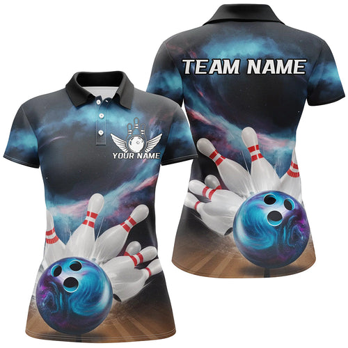 Custom Galaxy Bowling Shirts For Women, Bowling League Shirts Team Jerseys Bowlers Outfits IPHW7677