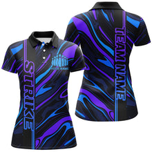 Load image into Gallery viewer, Blue And Purple Custom Strike Bowling Shirts For Women, Striking Bowling Team Uniform IPHW7682