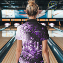 Load image into Gallery viewer, Custom Dreamy Purple Roses And Butterfly Women Bowling Polo Shirt, Ladies Bowling Shirt IPHW10899