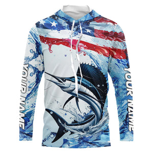 Personalized American Flag Sailfish Fishing Shirts, Patriotic Sailfish Long Sleeve Fishing Shirt IPHW6322