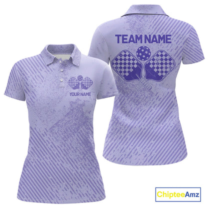 Custom Vintage Purple Pickleball Team Polo Shirts For Women, Pickleball Jerseys IPHW9313