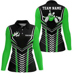 Black And Green Custom Bowling Jerseys Bowling Team Shirt For Women, Bowling Uniform IPHW7912