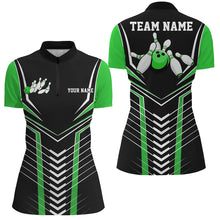 Load image into Gallery viewer, Black And Green Custom Bowling Jerseys Bowling Team Shirt For Women, Bowling Uniform IPHW7912