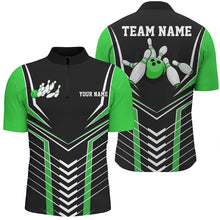 Load image into Gallery viewer, Black And Green Custom Bowling Jerseys Bowling Team Shirt For Men, Bowling Uniform With Name IPHW7912