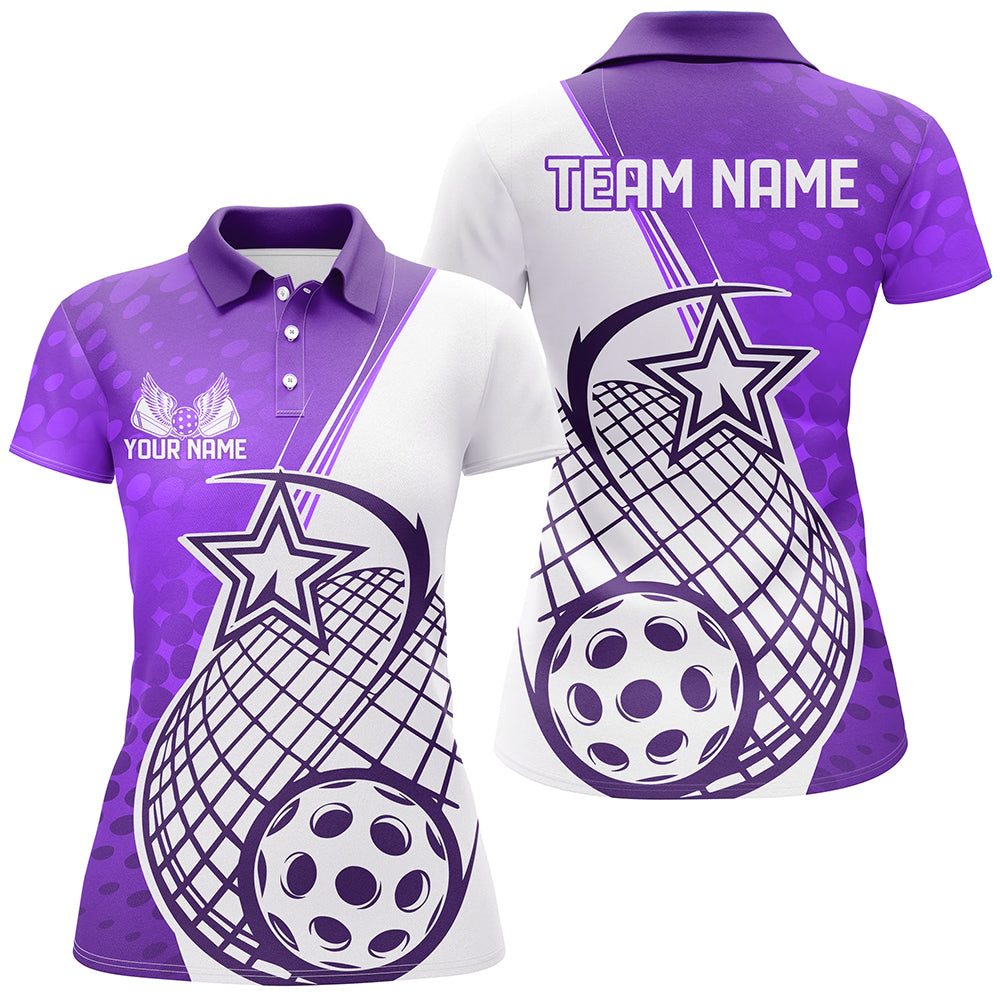 Custom Purple Pickleball Polo Shirts For Women, Pickleball Tournament Team Shirt IPHW8113
