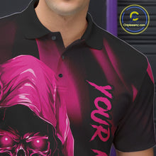 Load image into Gallery viewer, Pink Bowling Grim Reaper Custom Men Bowling Polo Shirts Skull Bowling Team Jerseys IPHW10697