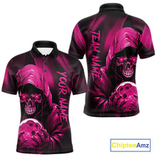 Load image into Gallery viewer, Pink Bowling Grim Reaper Custom Men Bowling Polo Shirts Skull Bowling Team Jerseys IPHW10697