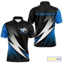 Load image into Gallery viewer, Black And Blue Custom Bowling Jerseys, Men Polo Shirt Bowling Tournament Outfits IPHW9078