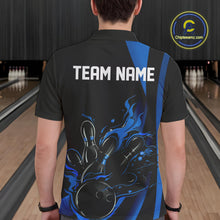 Load image into Gallery viewer, Custom Mid Blue Flame Bowling Polo Shirts For Men, Striking Fire Jerseys Team Uniform IPHW9084