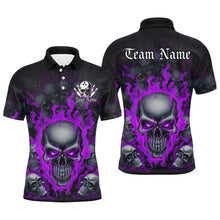 Load image into Gallery viewer, Custom Purple Flame Skull Bowling Shirts For Men, Halloween Bowling Team Outfits Uniform IPHW7390