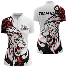 Load image into Gallery viewer, Custom Red Camo Lion Bowling Team Quarter-Zip Shirts For Women, Lion Bowling League Shirt IPHW8855