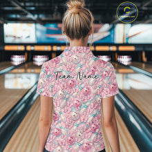 Load image into Gallery viewer, Custom Pastel Blue And Pink Butterfly Bowling Women Polo Shirt, Ladies Outfit IPHW10930