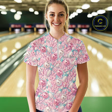 Load image into Gallery viewer, Custom Pastel Blue And Pink Butterfly Bowling Women Quarter-Zip Shirt, Ladies Outfit IPHW10930