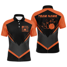 Load image into Gallery viewer, Black And Orange Custom Vintage Bowling Shirts For Men, Classic Bowling League Shirt For Team IPHW7703