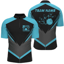 Load image into Gallery viewer, Black And Blue Custom Vintage Bowling Shirts For Men, Classic Bowling League Shirt For Team IPHW7705