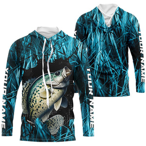 Crappie Fishing Custom Long Sleeve Tournament Shirts, Crappie Fishing Jerseys | Blue Camo IPHW6359