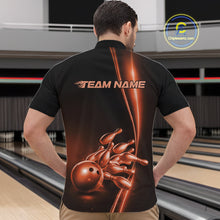 Load image into Gallery viewer, Custom Black And Orange Bowling Men Quarter-Zip Shirt, Bowling Team Tournament Shirt Outfit IPHW11248