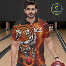 Load image into Gallery viewer, Custom Thunder Lightning Tiger Bowling Polo Shirts For Men, Bowling Team Outfit IPHW9093