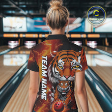 Load image into Gallery viewer, Custom Thunder Lightning Tiger Bowling Polo Shirts For Women, Bowling Team Outfit IPHW9093