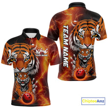 Load image into Gallery viewer, Custom Thunder Lightning Tiger Bowling Polo Shirts For Men, Bowling Team Outfit IPHW9093