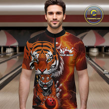 Load image into Gallery viewer, Custom Thunder Lightning Tiger Bowling Quarter-Zip Shirts For Men, Bowling Team Outfit IPHW9093