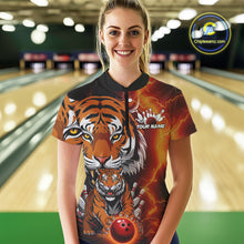 Load image into Gallery viewer, Custom Thunder Lightning Tiger Bowling Quarter-Zip Shirts For Women, Bowling Team Outfit IPHW9093