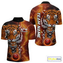 Load image into Gallery viewer, Custom Thunder Lightning Tiger Bowling Quarter-Zip Shirts For Men, Bowling Team Outfit IPHW9093