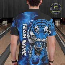 Load image into Gallery viewer, Custom Blue Thunder Lightning Tiger Bowling Polo Shirts For Men, Bowling Team Outfit IPHW9094