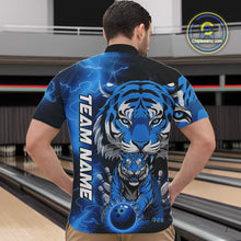 Load image into Gallery viewer, Custom Blue Thunder Lightning Tiger Bowling Quarter-Zip Shirts For Men, Bowling Team Outfit IPHW9094