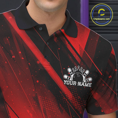 Red and black sports jersey with a logo and 'Your Name' text, brand logo in the corner.