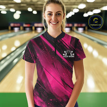 Load image into Gallery viewer, Custom Black And Pink Splatter Halftone Women Bowling Quarter-Zip Shirts Bowling Jersey IPHW11444