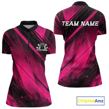 Load image into Gallery viewer, Custom Black And Pink Splatter Halftone Women Bowling Quarter-Zip Shirts Bowling Jersey IPHW11444