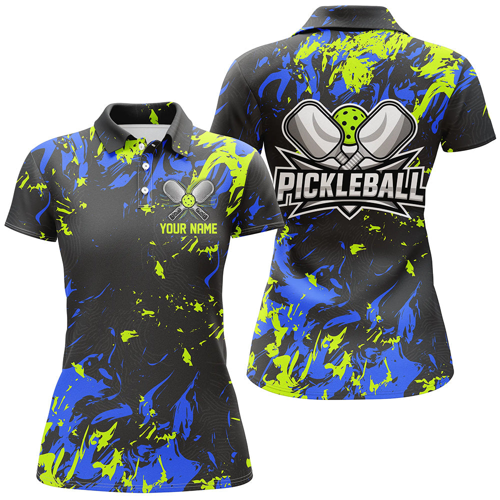 Green And Blue Custom Pickleball Team Shirts, Custom Pickleball Polo Shirts For Women IPHW6917