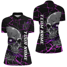 Load image into Gallery viewer, Custom Purple And Pink Halloween Skull Bowling Shirts For Women, Outfit Bowling For Team IPHW7094