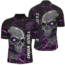 Load image into Gallery viewer, Custom Purple And Pink Halloween Skull Bowling Shirts For Men, Outfit Bowling For Team IPHW7094