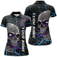 Load image into Gallery viewer, Custom Blue And Purple Halloween Skull Bowling Shirts For Women, Outfit Bowling For Team IPHW7095