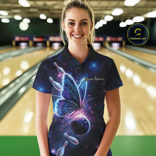 Load image into Gallery viewer, Custom Galaxy Butterfly Bowling Women Polo Shirts, Ladies Bowling Team Outfit IPHW10242