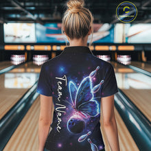 Load image into Gallery viewer, Custom Galaxy Butterfly Bowling Women Quarter-Zip Shirts, Ladies Bowling Outfit IPHW10242