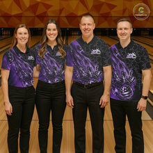 Load image into Gallery viewer, Custom Patriotic Purple Flame Bowling Shirts, US Flag Bowling Team Jerseys Freedom 4Th Of July Bowling Shirt IPHW10430