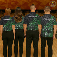 Load image into Gallery viewer, Custom Patriotic Green Flame Bowling Shirts, US Flag Bowling Team Jerseys Freedom 4Th Of July Bowling Shirt IPHW10431