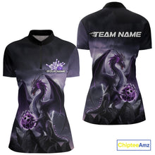 Load image into Gallery viewer, Custom Black And Purple Thunder Lightning Dragon Bowling Women Quarter-Zip Shirts IPHW9098