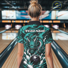 Load image into Gallery viewer, Person wearing a bowling shirt with a dragon design in a bowling alley