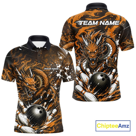 Bowling shirt with dragon design and 'Team Name' text on a white background