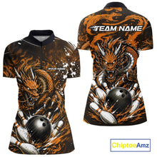 Load image into Gallery viewer, Bowling shirt with dragon design and 'Team Name' text, featuring Chiptee Amz branding.
